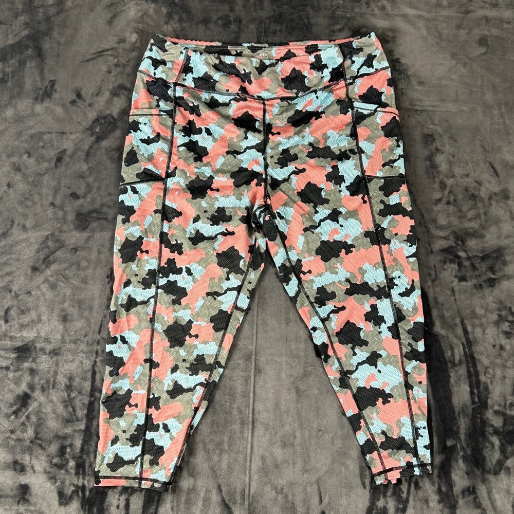 Pro Player Leggings Womens 3X Multi Color Camo Wicking Athletic Activewear